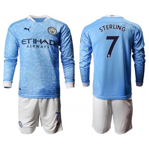 Manchester City Dres Raheem Sterling 7 Dječji Domaći 2020/21 Dugim Rukavima Manchester City Dres Raheem Sterling 7 Dječji Domaći 2020/21 Dugim Rukavima